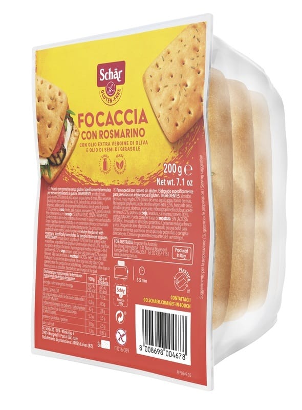 Focaccia al Rosmarino Schär senza glutine, 200g