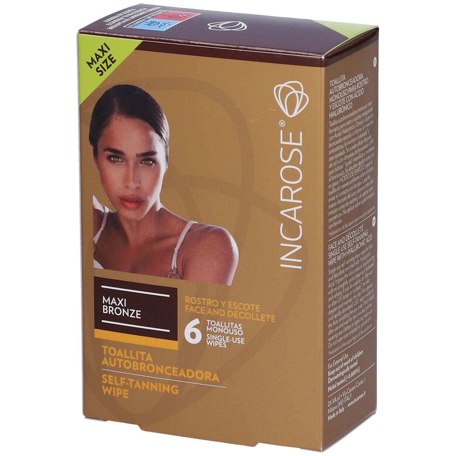 Salviette autoabbronzanti Incarose Maxi Bronze viso, 6 pz