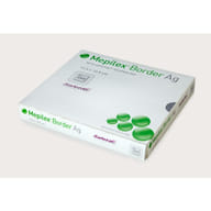 MEDICAZIONE IN SCHIUMA DI POLIURETANO MEPILEX BORDER AG CON ARGENTO ASSORBENTE ANTIMICROBICA BORDO INTEGRATO STRATO DI CONTATTO IN SILICONE MORBIDO 7,5X7,5 CM 5 PEZZI