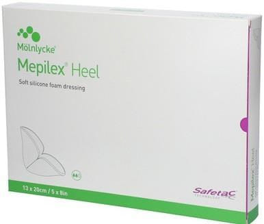 SCHIUMA DI POLIURETANO ASSORBENTE ANTIMICROBICA CON STRATO DI CONTATTO IN SILICONE MORBIDO CONFORMATA PER TALLONE MEPILEX HEEL AG 13X20CM 5 PEZZI