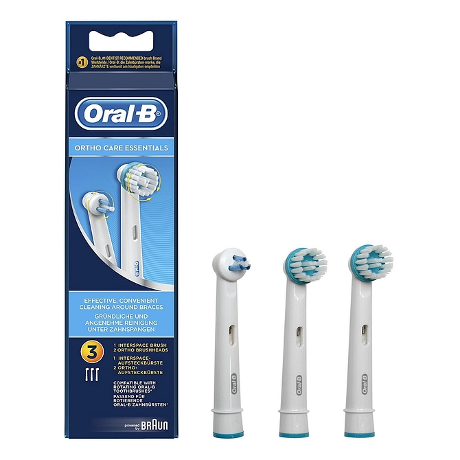 Oralb Ortho Care Essentials Testine Spazzolino Elettrico Apparecchio Ortodontico 3 Pezzi