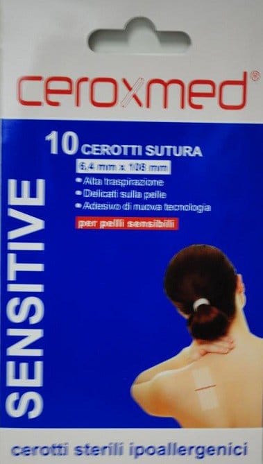 Cerotto sutura Ceroxmed 6,4x108mm, sterile, 10 pezzi