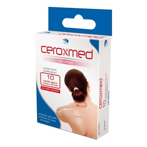 Cerotto sutura Ceroxmed Sensitive 3x75mm, 10 pezzi sterili