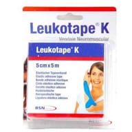 BENDA ADESIVA LEUKOTAPE K PER TAPING FISIOTERAPICO LARGHEZZA 5 CM LUNGHEZZA 5 M COLORE AZZURRO IN ROTOLO