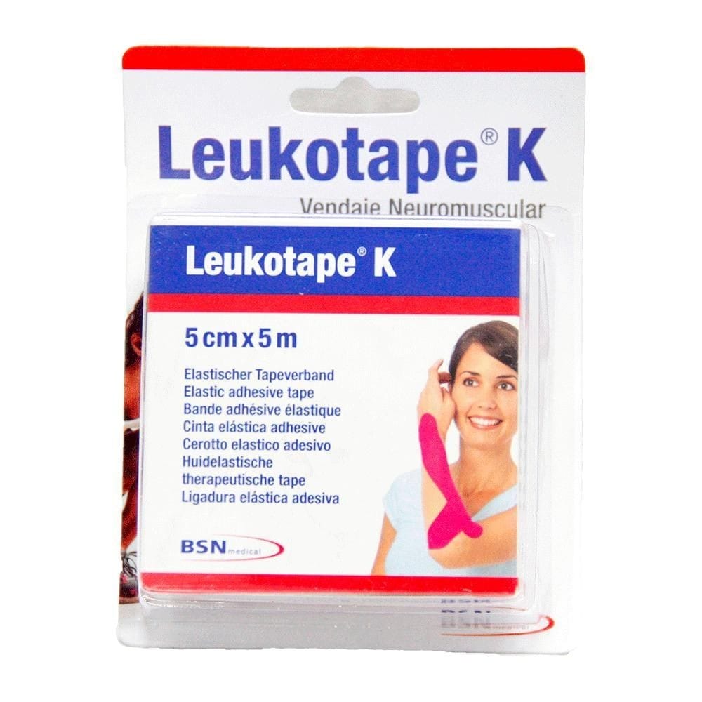 Nastro Leukotape K per taping fisioterapico, 5cm x 5m rosa
