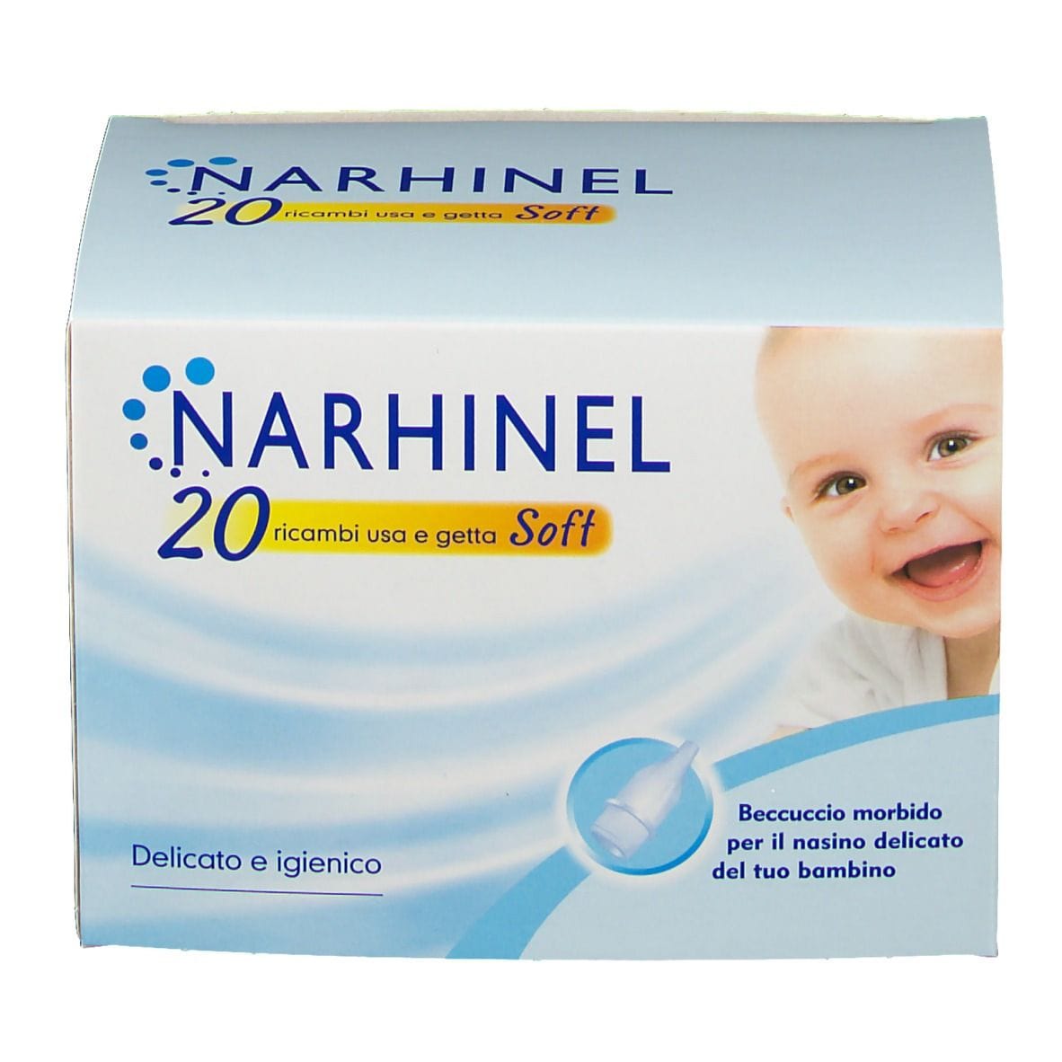 RICARICA USA E GETTA PER ASPIRATORE NASALE NARHINEL 20 PEZZIUSA E GETTA SOFT