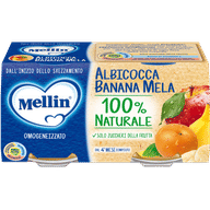 MELLIN OMOGENEIZZATO ALBICOCCA BANANA MELA 100 G 2 PEZZI