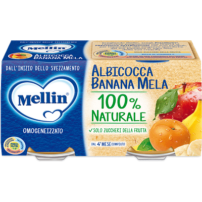 MELLIN OMOGENEIZZATO ALBICOCCA BANANA MELA 100 G 2 PEZZI