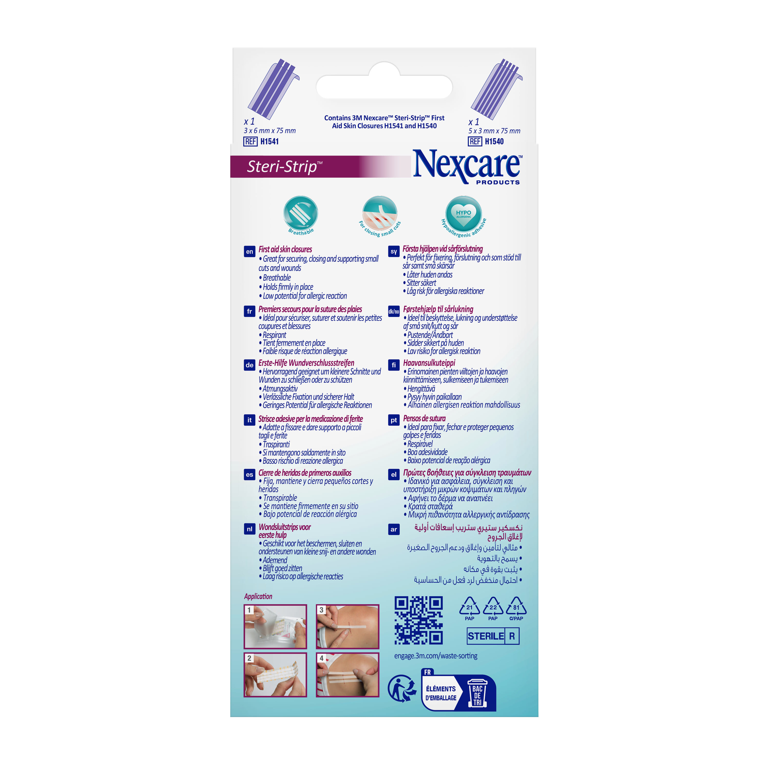 Cerotto sutura Nexcare Steri-Strip 6x75mm e 3x75mm