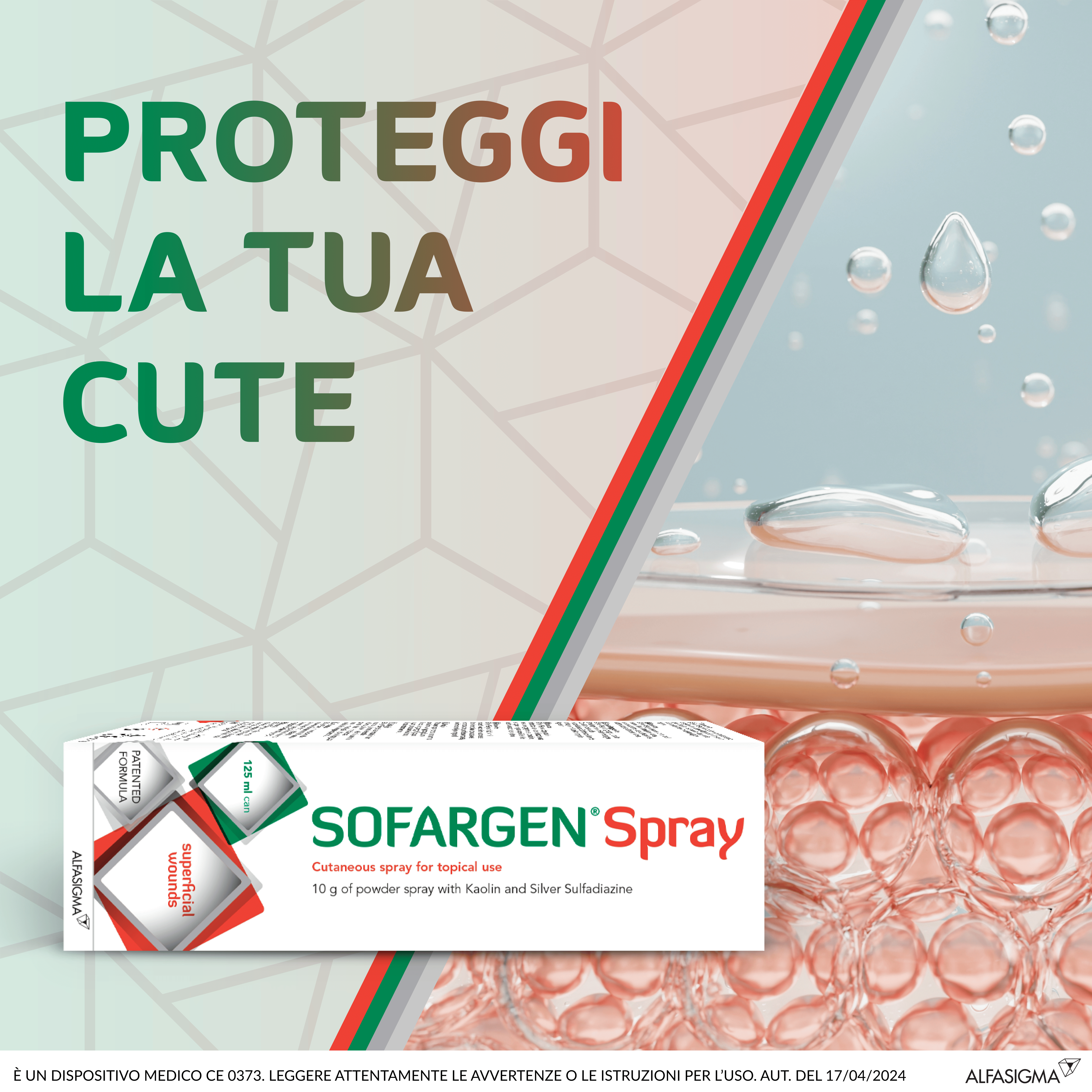 MEDICAZIONE IN POLVERE SPRAY CON CAOLINO E ARGENTO SULFADIAZINA 1% SOFARGEN SPRAY 10 G BOMBOLETTA PRESSURIZZATA 125 ML