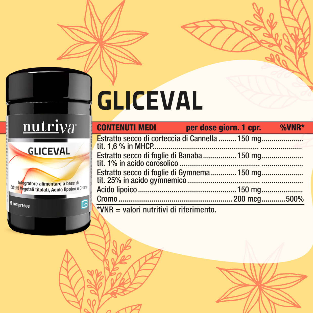 NUTRIVA GLICEVAL 30 COMPRESSE