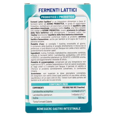 FERMENTI LATTICI PROBIOTICO + PREBIOTICO 10 BUSTINE OROSOLUBILI FERMENTI LATTICI PROBIOTICO + PREBIOTICO 10 BUSTINE OROSOLUBILI