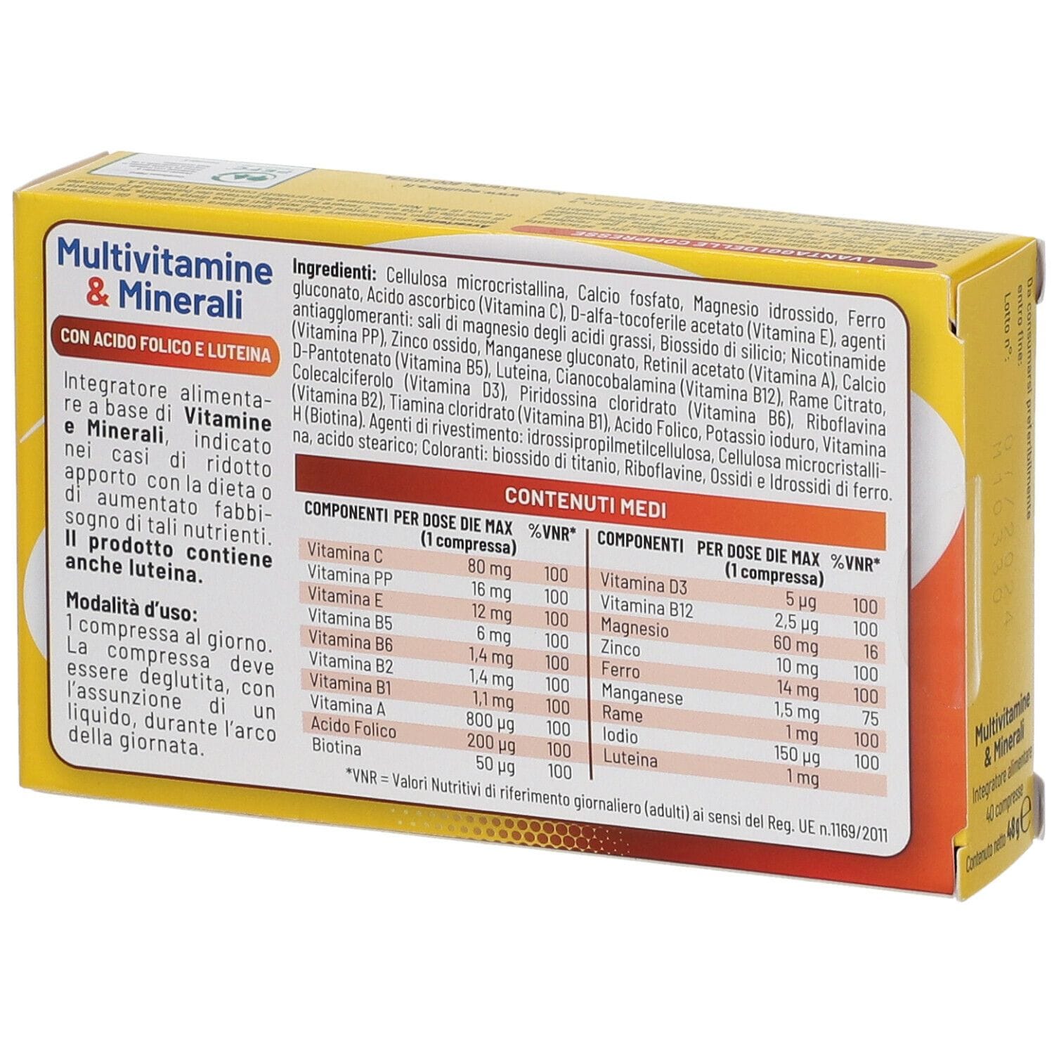 MULTIVITAMINE&MINERALI CON ACIDO FOLICO LUTEINA 40 COMPRESSE