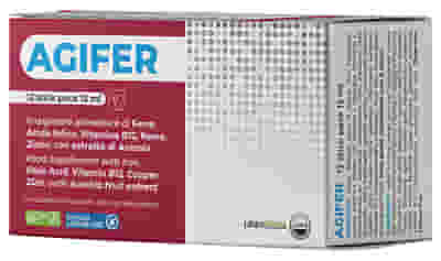 Integratore Agifer con ferro e vitamina B12, 15 stick 15ml