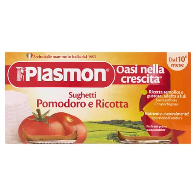 PLASMON SUGHETTO POMODORO E RICOTTA 80 G X 2 PEZZI PLASMON SUGHETTO POMODORO E RICOTTA 80 G X 2 PEZZI