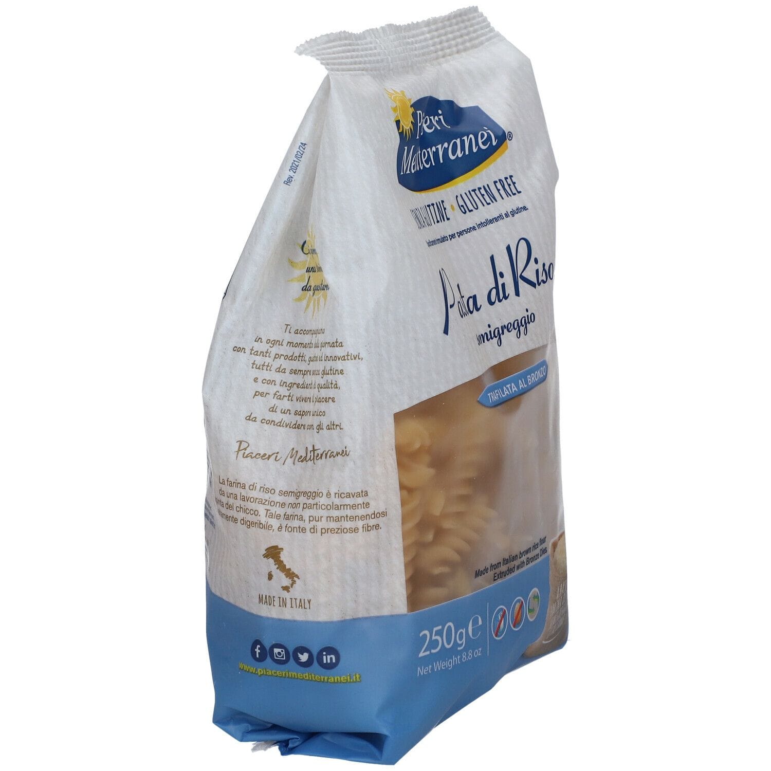 PIACERI MEDITERRANEI PASTA RISO FUSILLI 250 G