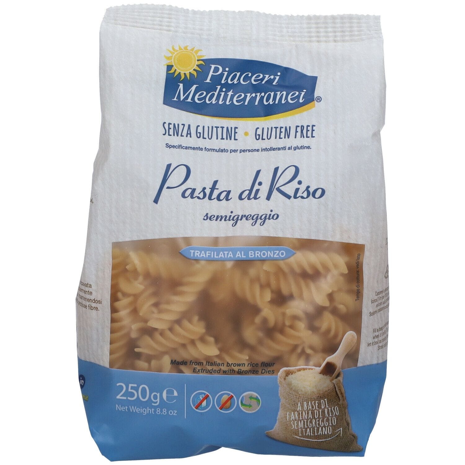 PIACERI MEDITERRANEI PASTA RISO FUSILLI 250 G