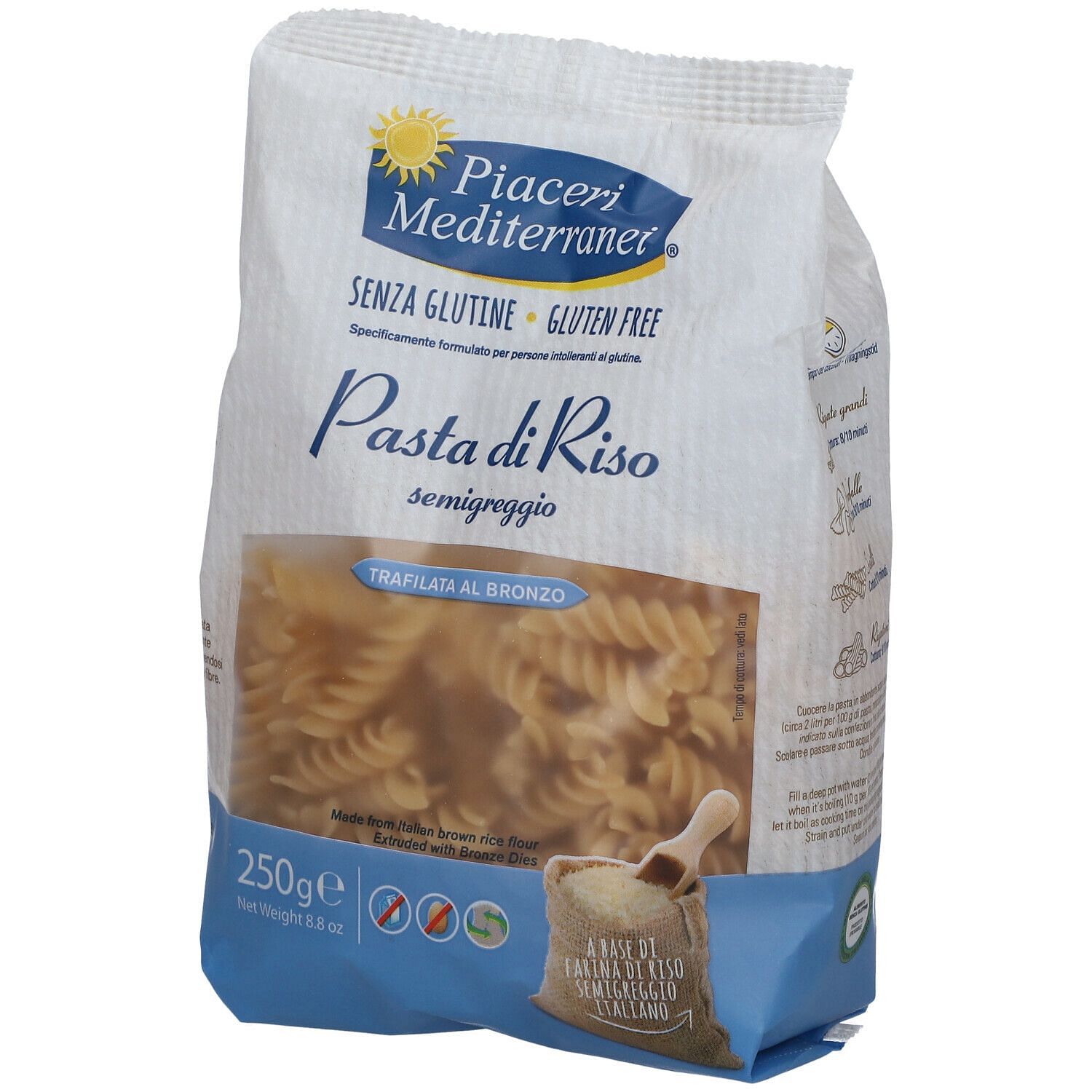 Piaceri Mediterranei Pasta Riso Fusilli 250 G