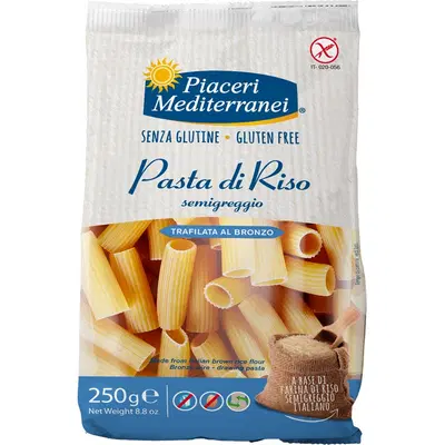 PIACERI MEDITERRANEI PASTA RISO RIGATONI 250 G PIACERI MEDITERRANEI PASTA RISO RIGATONI 250 G