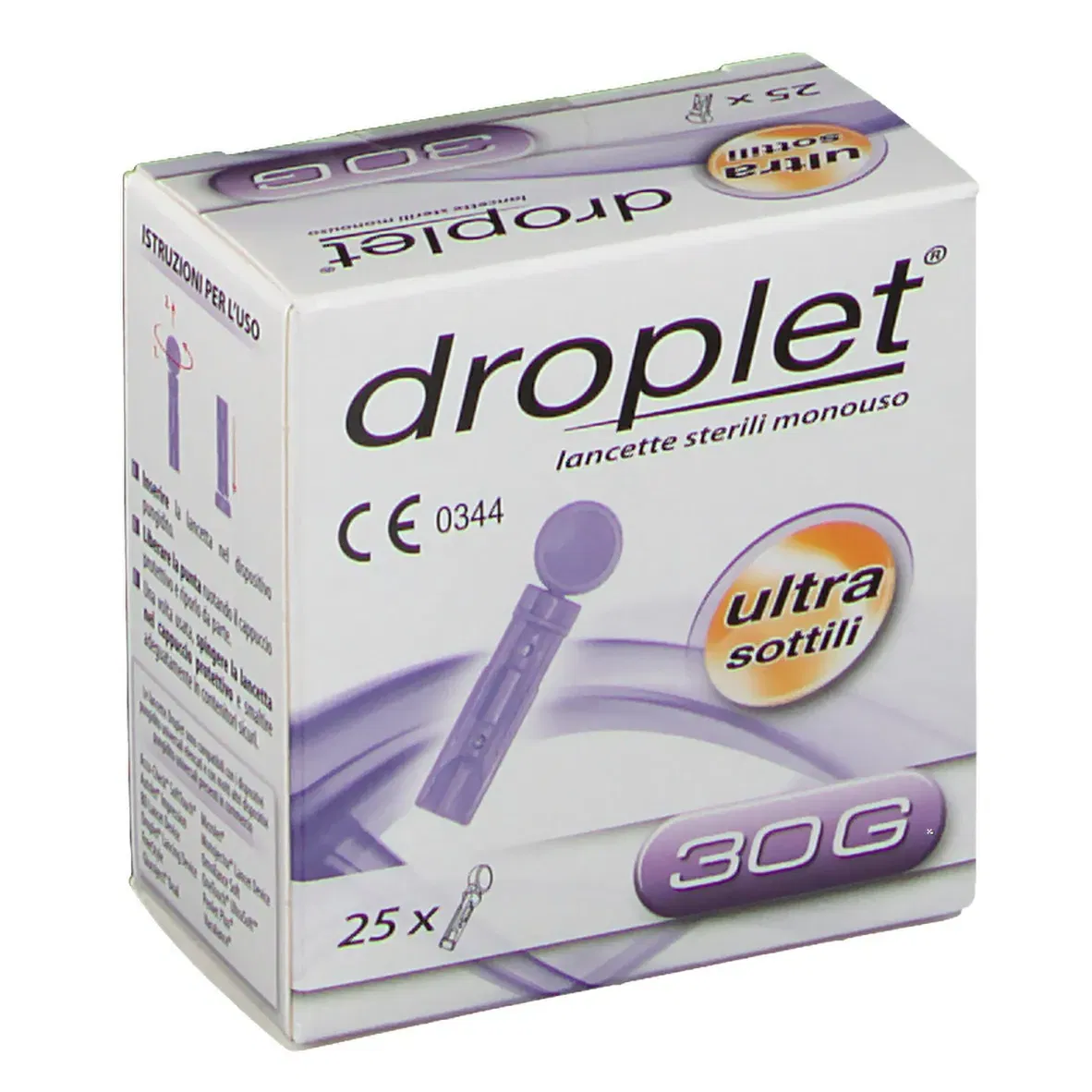Lancette sterili monouso Droplet Gauge 30, 25 pezzi