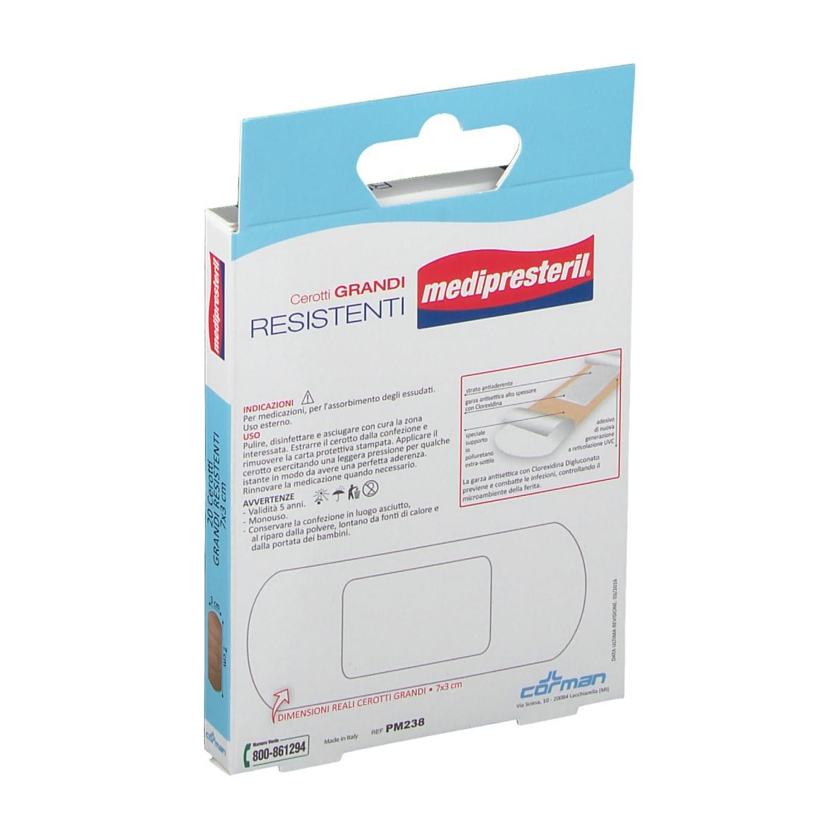 Cerotto Medipresteril Resistente 7x3cm, 20 pezzi sterili