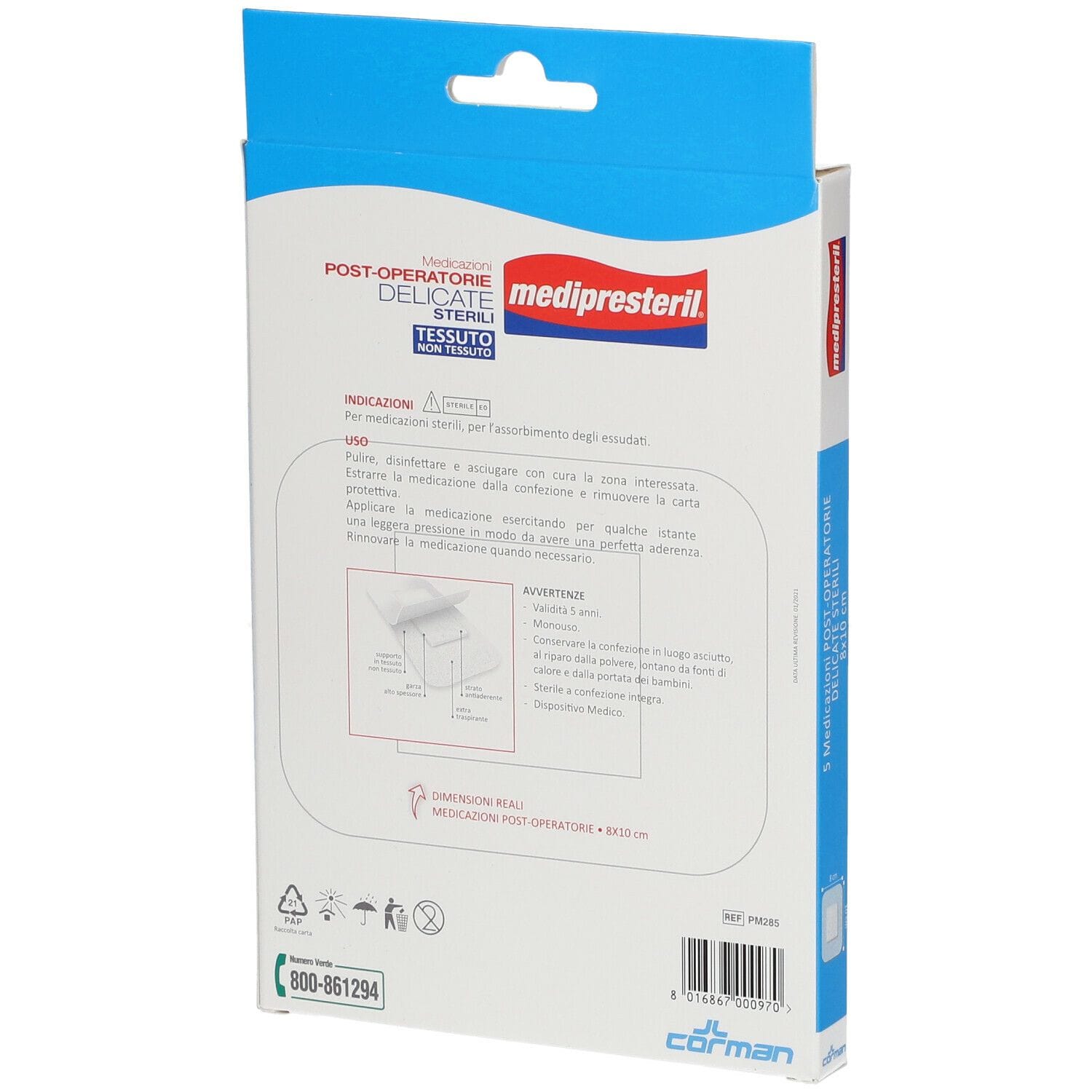 MEDICAZIONE MEDIPRESTERIL POST OPERATORIA DELICATA STERILE 8X10 4 PEZZI