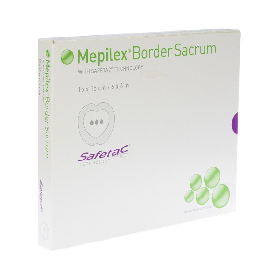 Medicazione In Schiuma Di Poliuretano Mepilex Border Conformata Per Sacro Assorbente Bordo Integrato Strato Di Contatto In Silicone Morbido 15 X15 Cm 