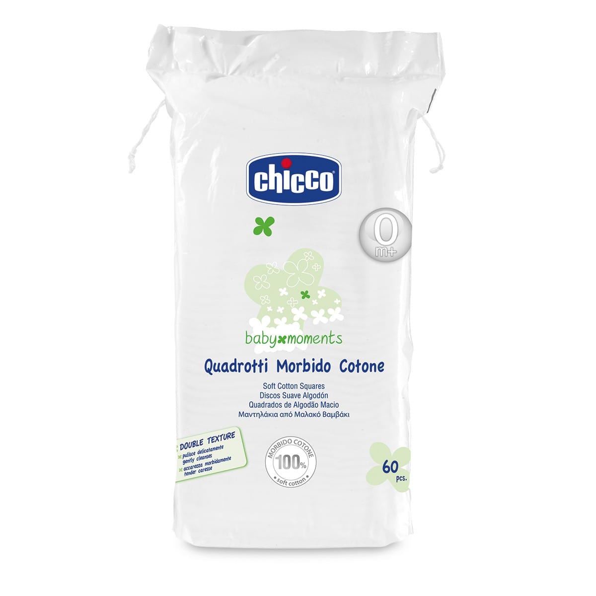 CHICCO BABY MOMENTS QUADROTTI MORBIDO COTONE 60 PEZZI