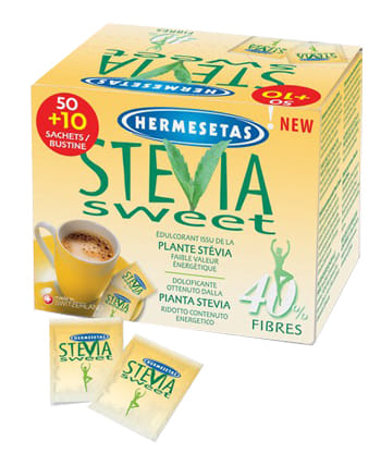 Dolcificante Hermesetas Stevia con fibre, 60 bustine