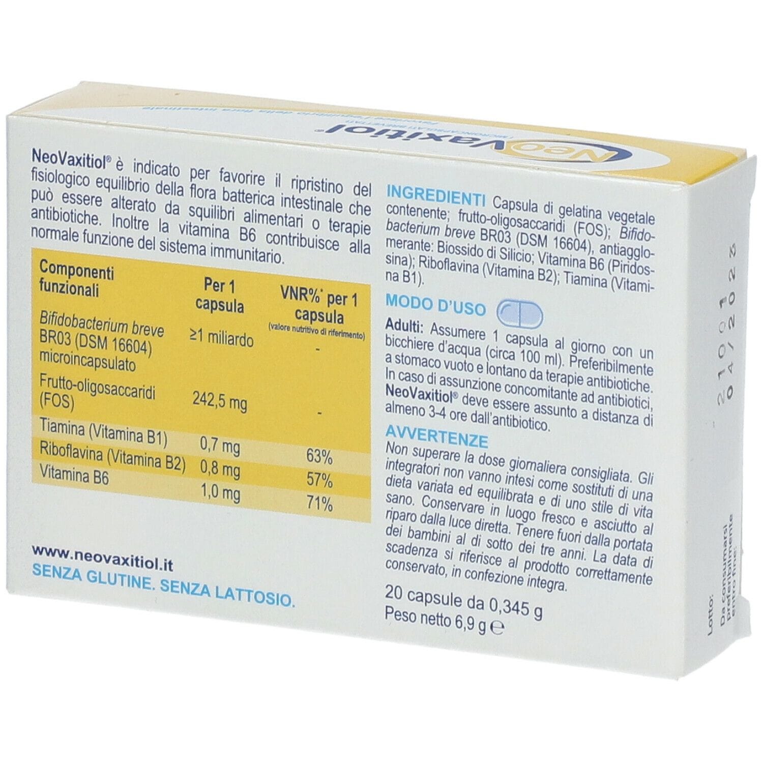 Integratore Neovaxitiol fermenti lattici, 20 capsule