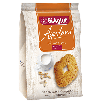 Biscotti senza glutine BiAglut Aquiloni con riso e latte 200g