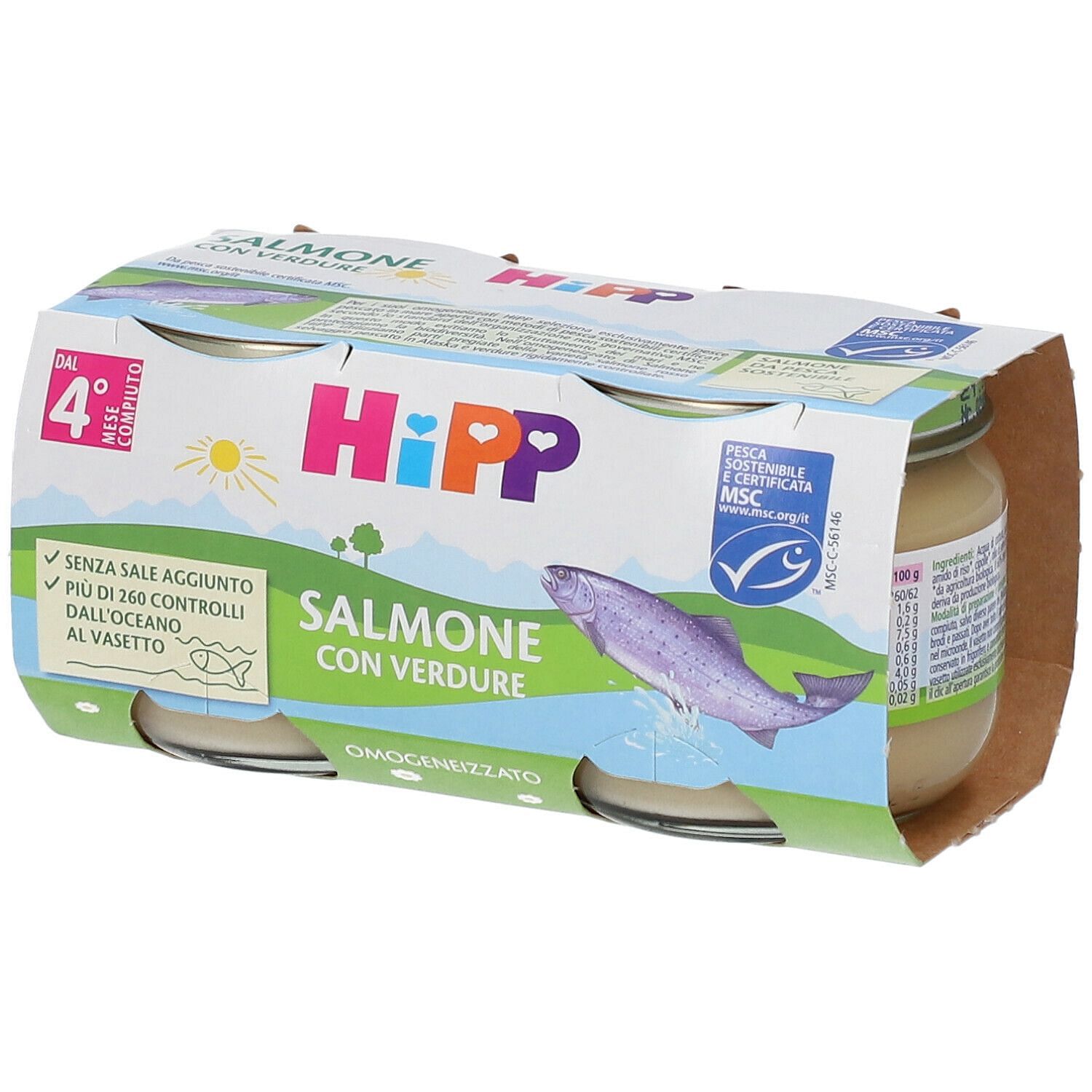 Hipp Omogeneizzato Salmone Con Verdure 2 X80 G