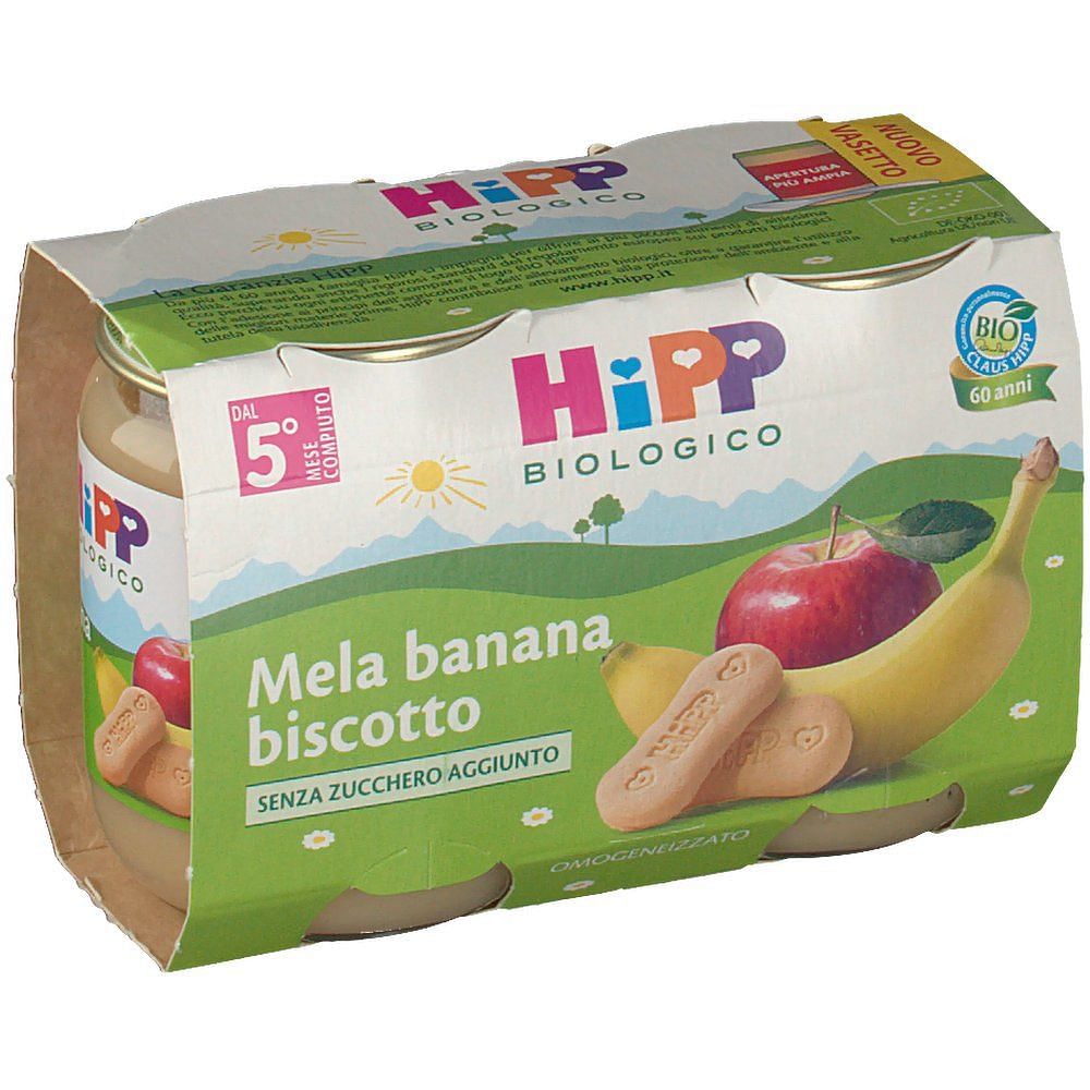 Hipp Bio Omogeneizzato Mela Banana Biscotto 2 X125 G