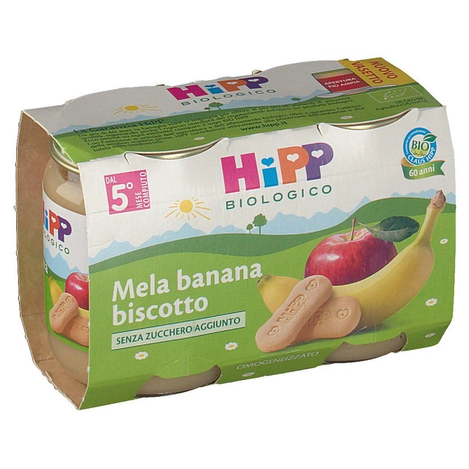 Hipp Bio Omogeneizzato Mela Banana Biscotto 2 X125 G