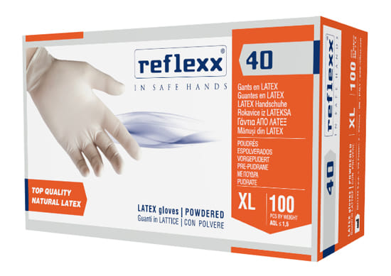 REFLEXX 40 GUANTO IN LATTICE MONOUSO CON POLVERE NON STERILE XL 100 PEZZI