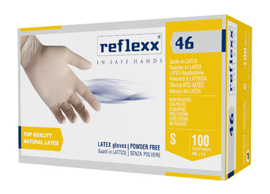 REFLEXX 46 GUANTO IN LATTICE SENZA POLVERE MONOUSO NON STERILE S 100 PEZZI