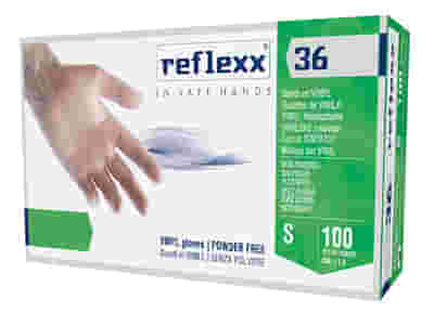REFLEXX 36 GUANTO IN VINILE SOFT SENZA POLVERE S 100 PEZZI