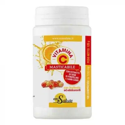 VITAMINA C MASTICABILE CON ESTRATTO DI SEMI DI POMPELMO + CAMU CAMU 100 COMPRESSE BARATTOLO 120 G VITAMINA C MASTICABILE CON ESTRATTO DI SEMI DI POMPELMO + CAMU CAMU 100 COMPRESSE BARATTOLO 120 G
