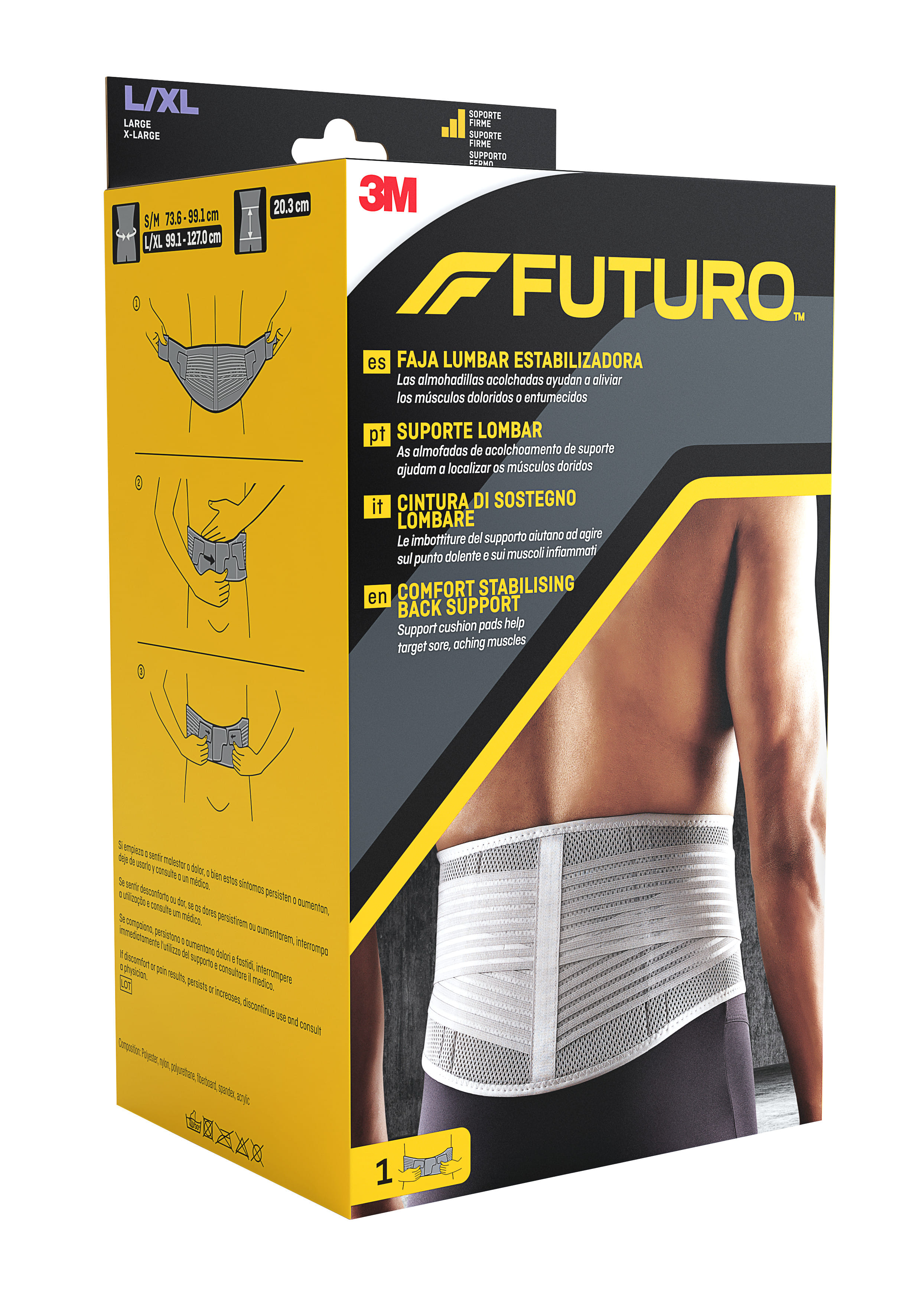 Cintura lombare Futuro taglia L/XL con cuscinetti di supporto