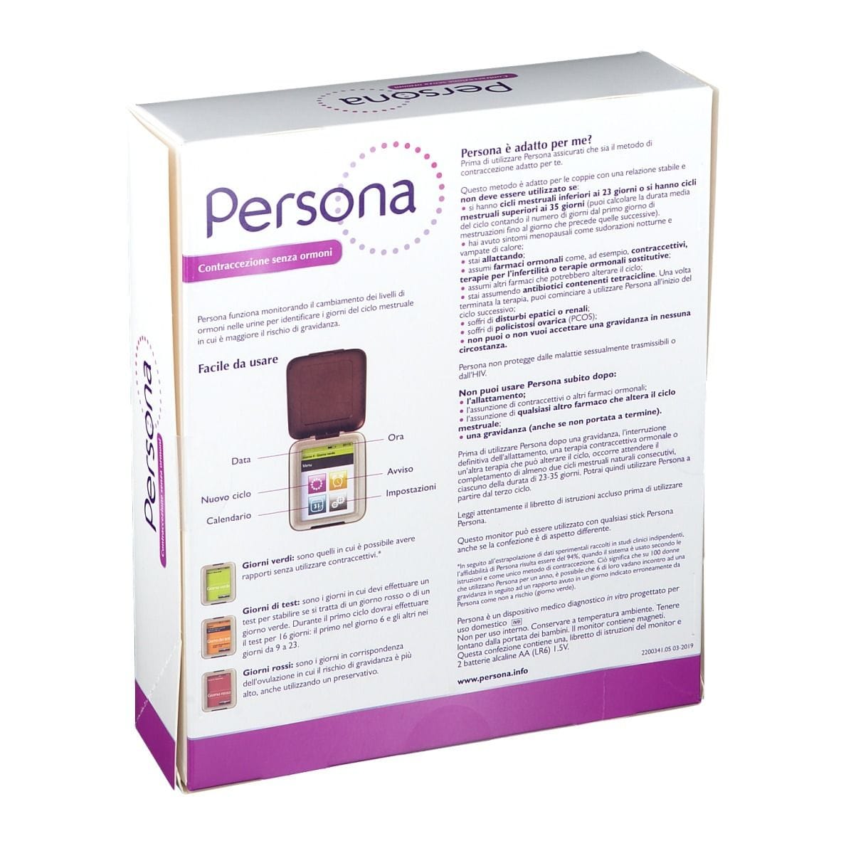 MONITOR CONTRACCETTIVO PERSONA 1 PEZZO