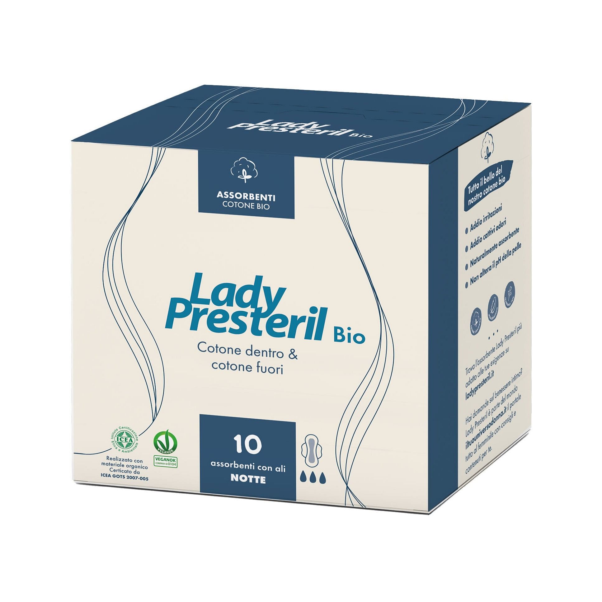 Lady Presteril Pocket Notte Biologico 10 Pezzi