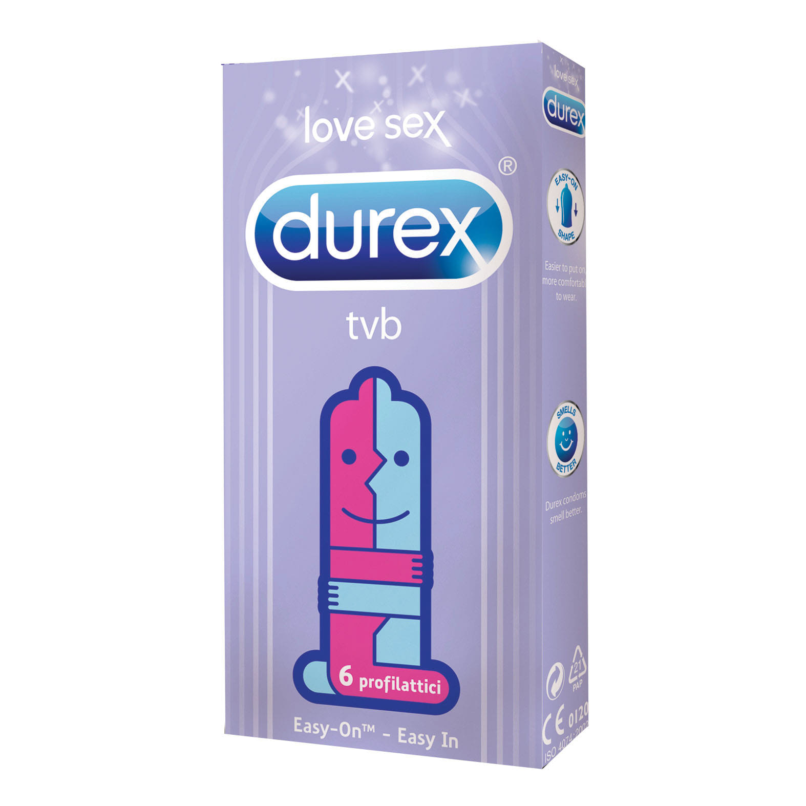 Profilattici Durex TVB Easy On in Lattice, 6 Pezzi
