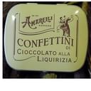 CONFETTINI DI FINISSIMO CIOCCOLATO AL LATTE ALLA LIQUIRIZIA 24 PEZZI SCATOLA DI METALLO 20 G