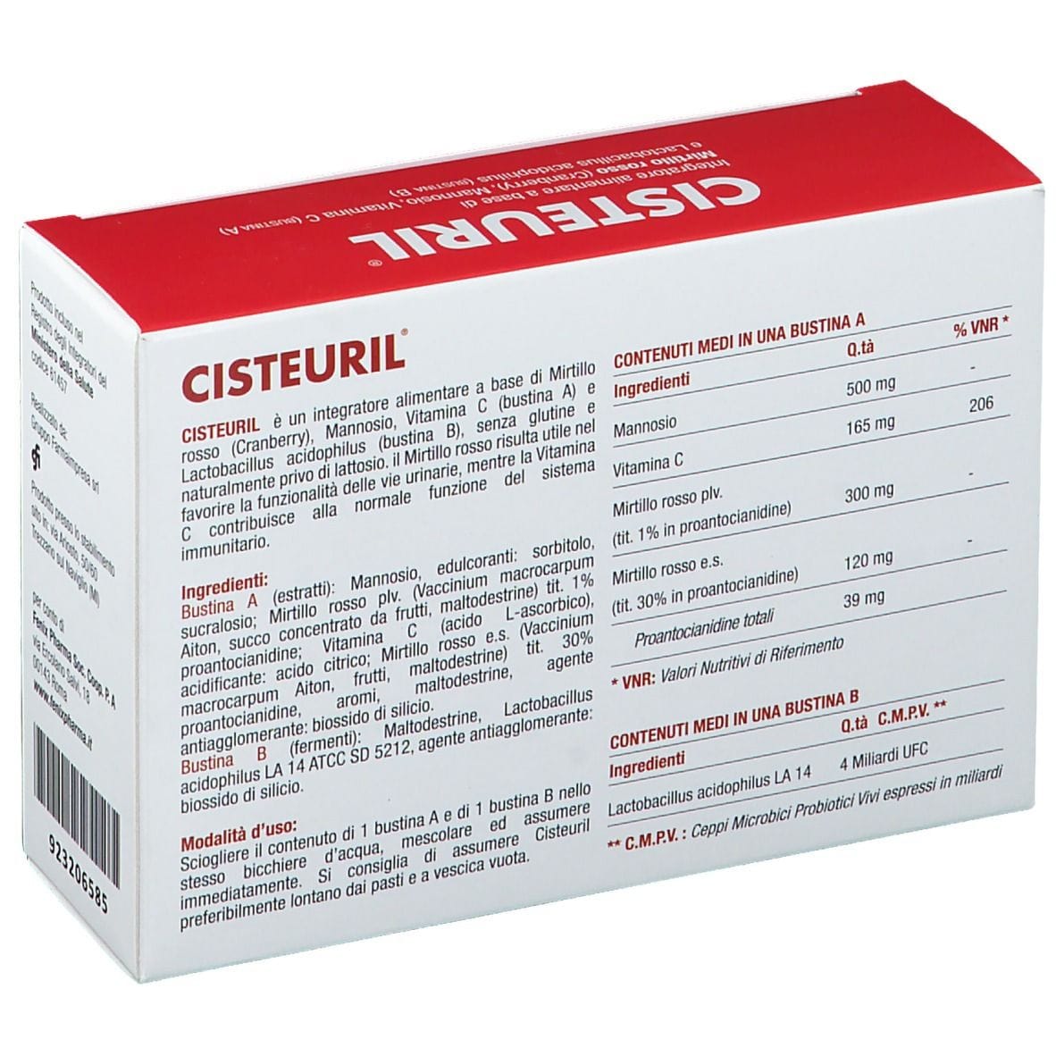 Integratore Cisteuril 7+7 per le vie urinarie, bustine