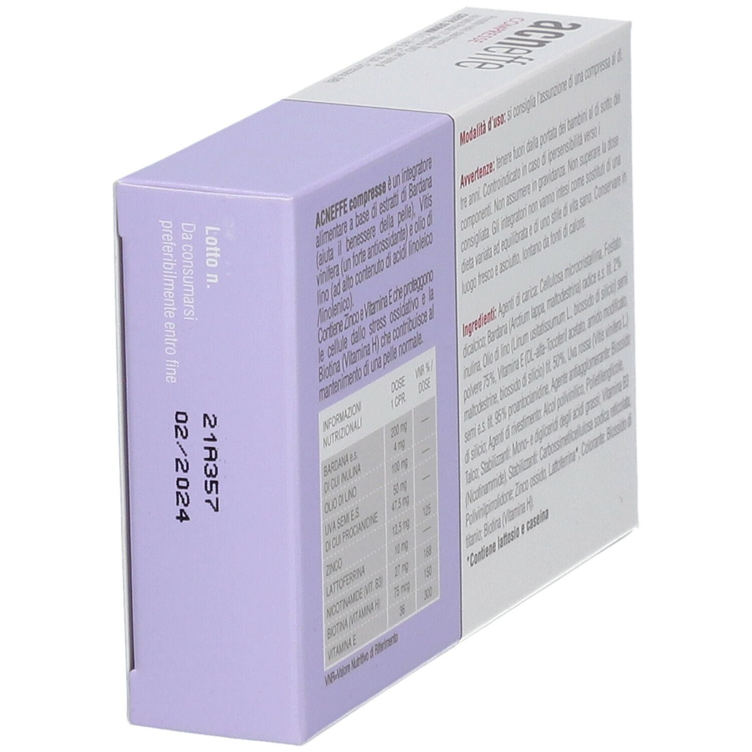 Acneffe integratore per pelle acneica, 30 compresse