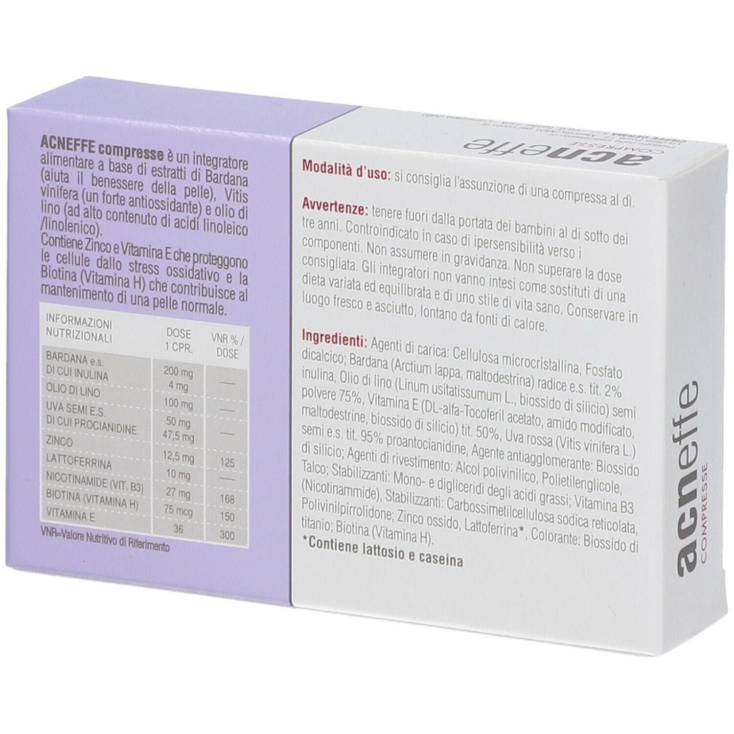 Acneffe integratore per pelle acneica, 30 compresse