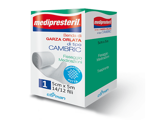 Benda di garza Medipresteril Cambric 5x500cm, 14/12 fili