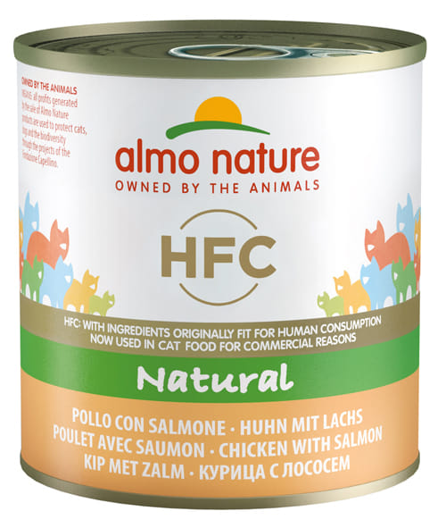 Alimento umido HFC Natural Pollo e Salmone per gatti, 12 pezzi