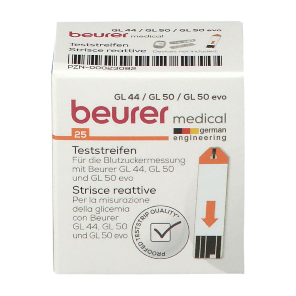 STRISCE MISURAZIONE GLICEMIA BEURER PER GLUCOMETRO GL44/GL50/GL50EVO IN FLACONE 25 PEZZI
