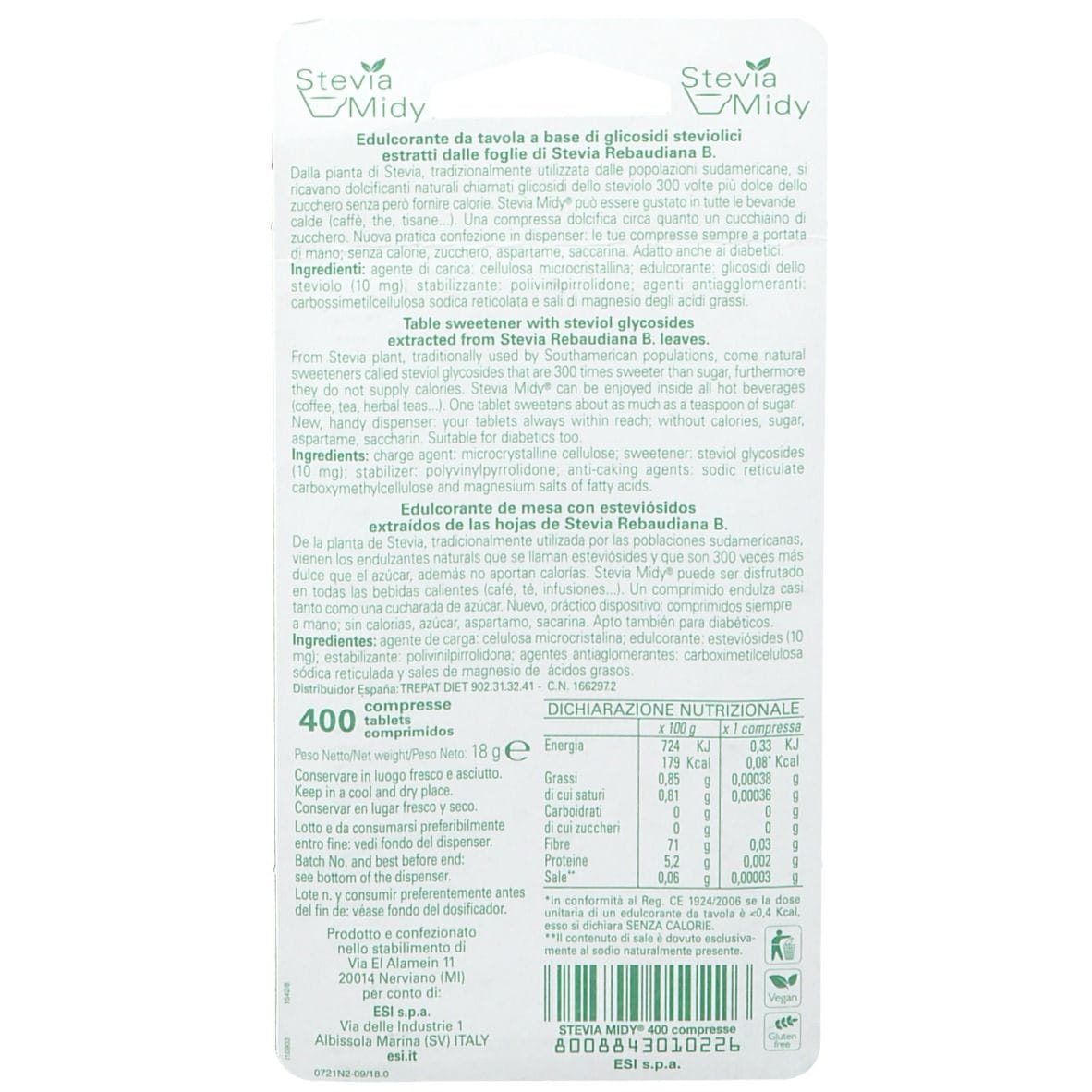 ESI STEVIA MIDY 400 COMPRESSE